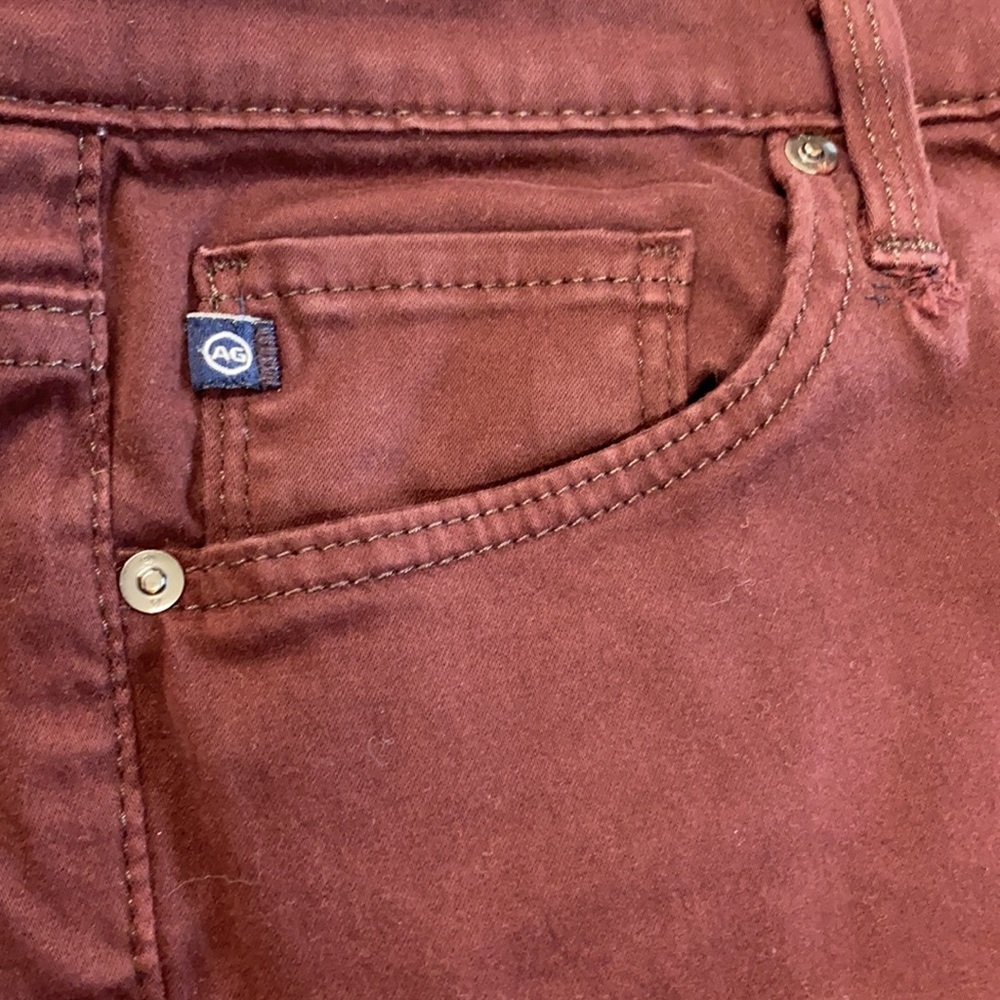 AG-Stevie Anle slim straight 26R burgundy pants - Picture 3 of 8